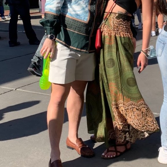 B BANGKOK PANTS Long Maxi Skirt Boho Gypsy Hippie Green Floral (One Size Fits) - Picture 3 of 6